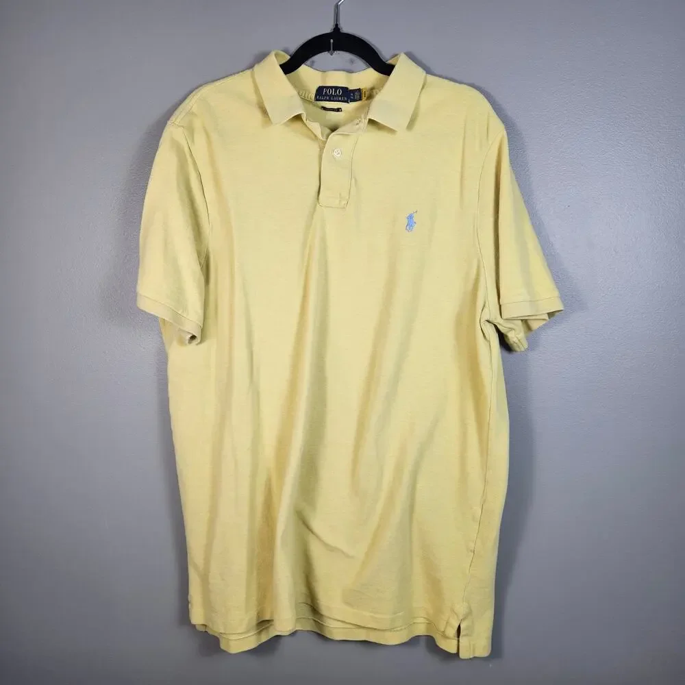 Polo Ralph‎ Lauren Mens XL Classic Fit Short Sleeve Blue Pony Yellow Pastel